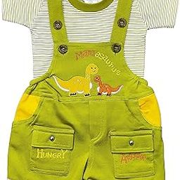 MURLI Romper Baby Suit Dungaree Jumpsuit Outfits for Newborn Baby Boys & Girls (Green, 6-12 Months)-image-59