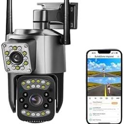 G/5G SIM 5+5MP Dual Lens/Screen Pan & Tilt Zoom CCTV Wireless Outdoor Camera, Weatherproof(IP66), 2 Way Talk, Motion Detect, Supports SD Card Up to 256 GB, (Black/White Outdoor 4g)-30