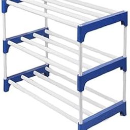 Shoe Rack/Multipurpose Foldable Storage Rack with Dustproof Cover (PVC Pipes, Plastic Connector) (3 SHELE, Blue)-31