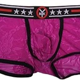 VELURA Men's Boxers Sheer Shorts Brief Lace Embroider Clubwear Trunk Purple XL|10 x Connectors With OPP s|Underwear| Mens Clothing-image-25