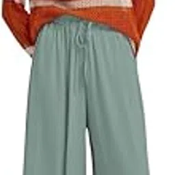 kotty Women's Relaxed Fit Wide-Leg Drawstring Palazzo Trouser for Everyday Comfort & Style-picture-0