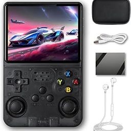 R36S Handheld Game Console 3.5 inch Preinstalled Emulator System Transparent Purple 32GB+64GB (Black)-12
