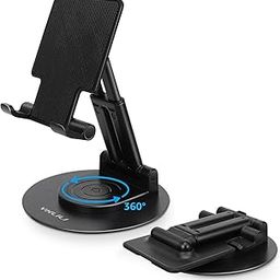 YXLILI Foldable Phone Stand Adjustable Angle Height Cell Phone Holder for Desk 360° Rotating Cellphone Stand for Office Compatible with iPhone14/13/12/11 Pro, Max, Mini, iPad(4-12.9 inch)-Black-32