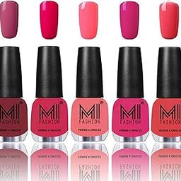 MI Fashion® Power Lasting Nail Polish Combo of 5 Pcs - Mauve brown,Moon magenta,Pink mania,Passion pink and Light pink-image-65