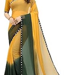Women's Chiffon Hand Printed Beutiful (70-30) Half-Half sarees blouse piece (PRIME-New)-image-50