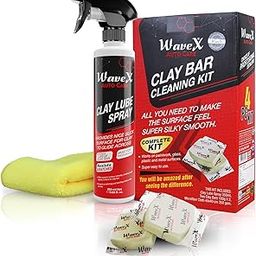 Wavex Car Cleaning Kit | Clay Bar & Lubricant Spray 350ml, 2 Bars 100gr Each, Microfiber Cloth, Contamination Removal Bar for Removing Rust & Other Foreign Particles from Paint & Glass-16