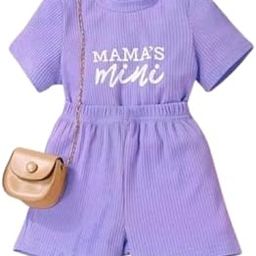 Kids Girls Cotton Purple Printed Top & Bottom Clothing Set-image-3
