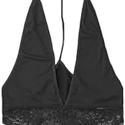 Women's Lace-Trimmed Plunge Bodysuit, Deep V-Neck, Black-image-80