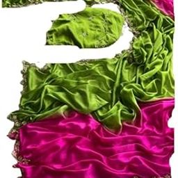 Women's and Girls Women's Soft Dyeable chinnon Silk Saree with Beautiful Handwork All Over and Running Dyeable Blouse with Handwork-image-15
