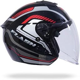 HIKER by VARROC | Flash Pro Max HD1 Half Face Helmet for Men and Women, ISI Certified Helmet, Lightweight, Polycarbonate Glass for Clear Visibility, Easy to Maintain (Size: S, 580MM, Gloss Black)-image-42