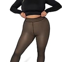 A Plus Size Translucent Fleece High Rise Fitted Leggings For Women | Warm, Breathable & Stylish Winter Wear | Ideal For Layering Under Dresses | (Large To 3Xl)-image-76