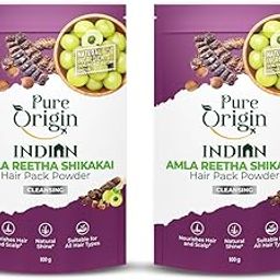 Pure Origin Amla Reetha Shikakai Hair Pack Powder (Pack of 2) | Natural Hair Cleanser | Reduces Hairfall & Nourishes Scalp | Boosts Shine | For All Hair Types | 200g-17