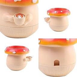 MERISHOPP Mushroom Figurine Flower Pot Small Decorative Statue for Garden Desk Bedroom| Indoor Plant Pot | Balcony Hanging Basket | Flower Pot-image-43