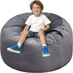 DUMOS 3FT Bean Bag Chair Beanbag for Adults and Kids Oversized Lazy Sofa Living Room Furniture with Removable Washable Cover Giant Comfy Gaming Chair Round Couch for Bedroom Dorm-image-24
