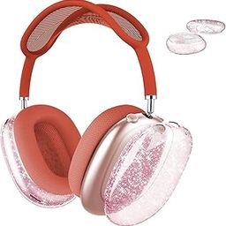 Case Cover for AirPods Max Headphones, MOLOPPO Clear Soft TPU Skin Anti-Scratch, Transparent Accessories Ultra Protective Cover for Apple AirPods Max (2024/2020),Clear Pink Glitter-13