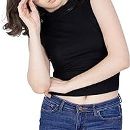 Fasska Women's Western Tank Top Sleeveless Stretchable Ribbed High Neck Top | Turtle Neck for Women Stylish-image-89