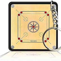 Printed Square Keyring Keychain for Bag Wallet Purse Bike Car Cycle Lock Key House Keys D - Carrom Board-47