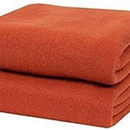 Ilsha® 250 TC Solid/Plain Light Weight Polar Fleece Single Warm or Hot AC Blanket (Orange, Standard, 90X60 Inches)-18