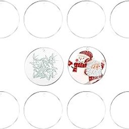 JINJUMEI Pack of 10 Acrylic Plates, Round, 10 cm Round Clear Acrylic Plate, Round Acrylic Disc, Transparent Acrylic Disc with Hole for DIY Crafts, Picture Frame, Painting, Party Signs-picture-27