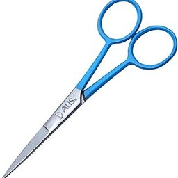 Greta Professional Stainless Steel Beard and Mustache Trimming and Cutting Trimming Salon Barber Scissor for Hair Cutting Men and Boys AB-105 BLUE-5