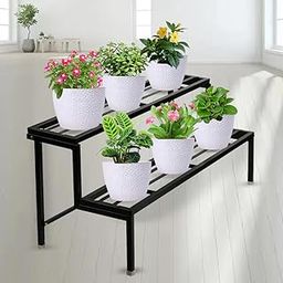 Matel Some Brand 2-Step Planter Pot Stand for Outdoor & Indoor Garden, Easy Assembly, Black-image-43