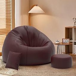 Pi Bean Bags with Beans Filled XXXXXL Bean Bag Pi Originals - Sofa Bean Bag with Cushion and Footrest - Official : BeanElysium Range - Comfort Level : Basic - (Matching Cushion Round : Maroon)-image-33