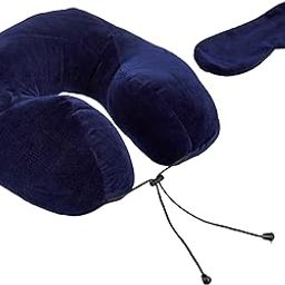 Premium Travel Neck Pillow + Sleeping Eye Mask Combo| Ergonomic Design | Orthopedic Support | Super Soft Fabric | Ideal for Airplane, Car, Train & Home Travel Comfort (Navy Blue)-18