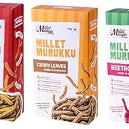 Millet Maagic Meal Veggie Chakli Combo Pack- 100g (Pack of 3) | Garlic,Beetroot & Curry Leaves Millet Murukku | Gluten-Free Snack |Made with Cold-Pressed Oil | Healthy Namkeen Snack Combo-image-23