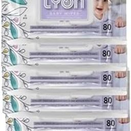 Lyon baby wet wipes with lid enriched with aloe vera and vit e (80 wipes per pack) Pack of 6-image-9