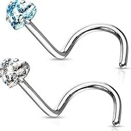 via mazzini 316L Surgical Steel Heart Crystal Nose Studs For Women And Girls (NR04939) 2 Pc-picture-15