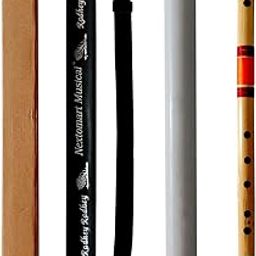 NEXTOMART Professional Flutes A Sharp Base Bamboo Flute Bansuri Size 22 Inch With Free Carry Bag (Natural Brown)-picture-27