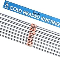 Artonezt Single Point Round Knob Long Aluminium Cold Headed Knitting Pins/Knitting Needles (Grey, Size No. 6 to 12, Length 35cm)-12