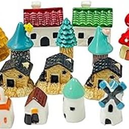 16pcs Resin Huts/Houses Theme Miniature Decor Items X Small for Fairy Gardens, Terrariums, Doll Houses, Craft Work, Cake Decorations-image-39