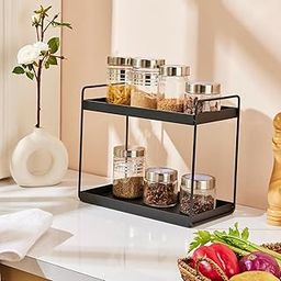 Amazon Brand - TENET 2-Tier Standing Rack | for Kitchen/Bathroom/Countertop Storage | Shelf Organizer | Made in India (Black)-14