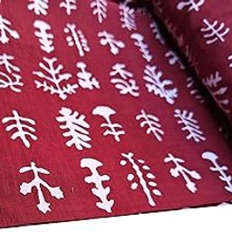 Malan Bai Printed Cotton Cloth Red Floral Materiel Natural Running Fabric Jaipuri Hand Block Printed Women Dress Material Kurtis Natural 43" Inches Width (5 Meter)-image-4