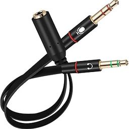 Headphone Aux Mic Splitter, Aux y splitter 1 male to 2 male Cable audio splitter, Headphone Splitter headset Adapter 3.5mm aux y splitter Cable Compatible with PC Laptop Desktop PS4 Xbox Speaker-image-1