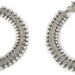 Handmade Anklet Pair Silver Plated Stylish | Trendy | Classic | Ethnic Traditional Heavy Anklet | Gift for Girls and Women Colour:- Silver-image-28