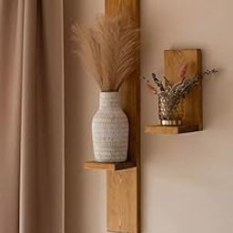 Soulwood by Nandika Rustic Wall-Mounted Wooden Floating Shelf with Vase Ledge, Farmhouse Style Home Decor, Natural Pine-image-30