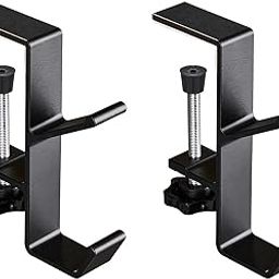OptiPro Headphone Stand, Set of 2, Screw Type, Clamp Mount, Table Hook, Convenient Goods, Easy to Install, Load Capacity 22.0 lbs (10 kg), Business Trips, Traveling-22