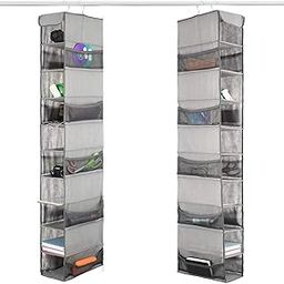 DOUBLE R BAGS Polypropylene 10 Shelf Hanging Shoe Organizer for Closet with Side Mesh Pockets (Grey) -Pack of 2-8