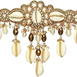 Embroidered Choker Necklace for Women | Shells, Beads & Glass Drop Statement Jewelry | Ethnic & Festive Neckpiece for Weddings & Special Occasions-image-25