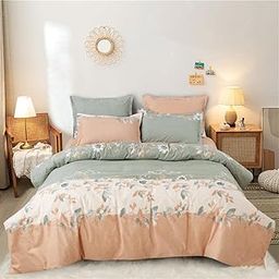 Livmoda Ultra Soft Glace Cotton King Size Duvet Cover/Comforter Cover/Razai Cover/Quilt Cover/Dohar for Double Bed with Zipper (90x100 Inch, Rust Leaf)-28