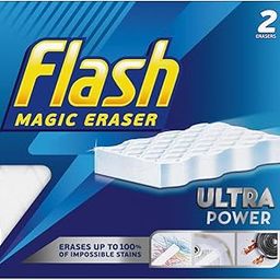 Flash Ultra Power Magic Eraser, Removes Impossible Stains Like Crayon on Walls, Tough Grease on Hobs or Grime on Wheel Hubs, 2X'-52
