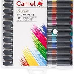 Camel Artist Fine Brush Pen Set - 12 Shades, Assorted-picture-14