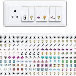 Qenixo 190 Pcs Switch Board Sticker Labels | 40+ Icons in Gold, Rose Gold & Multi-Color | Self-Adhesive Waterproof Switch Stickers for Fan, Light, AC, TV & More-image-80