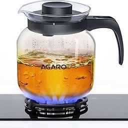 AGARO Elite Glass Carafe with Strainer Lid, 1200ml, Glass Kettle, Borosilicate Glass, Microwave Safe, Low Flame Proof, Transparent.-image-4