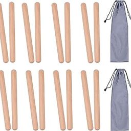 8 Pairs (16 Packs) Classical Wood Claves Musical Percussion Instrument, 8 Inch Natural Hardwood Rhythm Sticks with 2 Carry Bags for Adults and Kids-picture-10