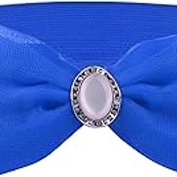 Fabric Elastic Waist Belt for Women Dresses Bow Design Stretchy Wide Belt for Ladies Saree - Free Size (LD168-PEARL)-image-55