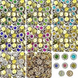 INDIKONB Zarkan Flower Buttons | AAA Quality Zircon Stones for Jewellery and Craft Making | 10mm Size Kundan Stones | 8 Color Set | 320 Pcs for Rakhi & Craft Projects-image-46