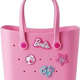 RAMNATH Barbie Style Silicone Tote Bag for Girls – Lightweight, Durable, Customizable Charm Handbag for Kids – Designer Beach Bag with Cute Cartoon Stickers – Gift for Girls Age 4+.-13